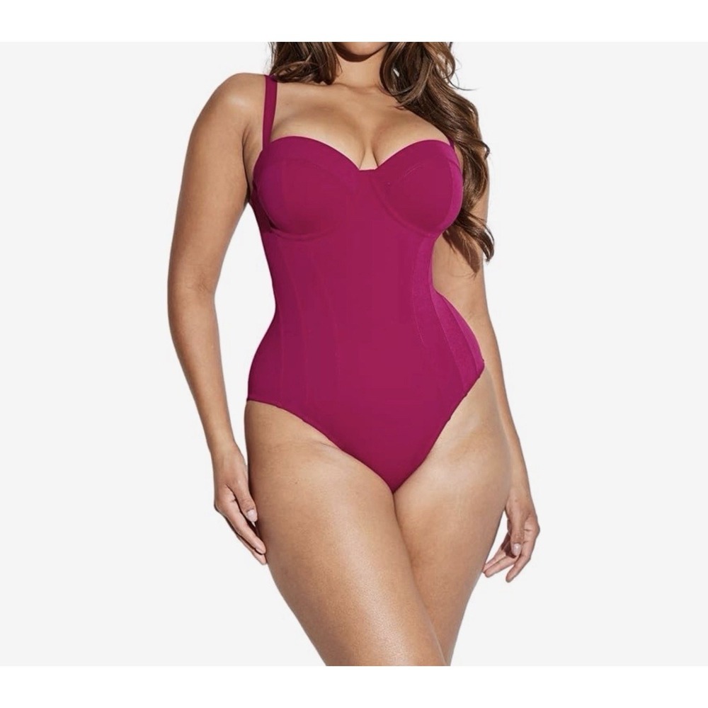 TA3 Lushy Sculpting Swimsuit One Piece Berry Hot Pink Shapewear Corset XL F/G RL